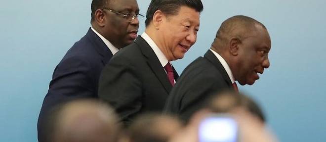 Le president Xi Jinping avec ses homologues lors du Forum de cooperation chine-afrique, le Sud-Africain Cyril Ramaphosa et le Senegalais Macky Sall le 4 septembre a Pekin. 