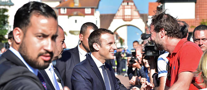 Alexandre Benalla, ancien officier de securite du president Emmanuel Macron, ici au Touquet en juin 2017.