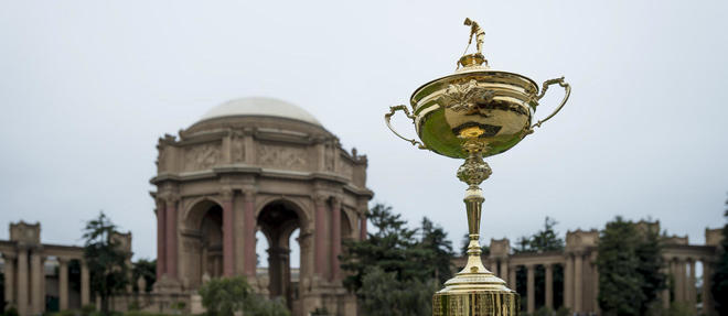  Le trophée de la Ryder Cup, ici exposé début septembre à San Francisco.  ©Karl Nielsen