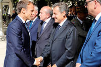  Emmanuel Macron et Nicolas Sarkozy en septembre 2018.  ©LUDOVIC MARIN