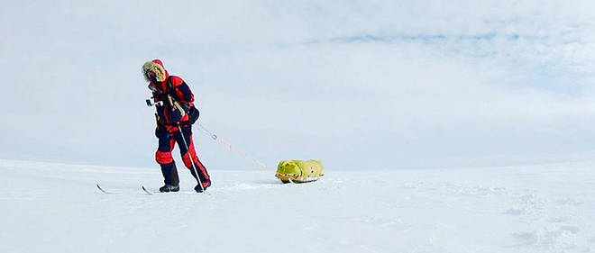 Colin O'Brady lors de sa traversee de l'Antarctique en solo et sans assistance. (@colinobrady)