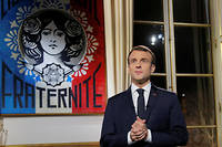  Emmanuel Macron lors de ses vœux le 31 décembre 2018.  ©MICHEL EULER