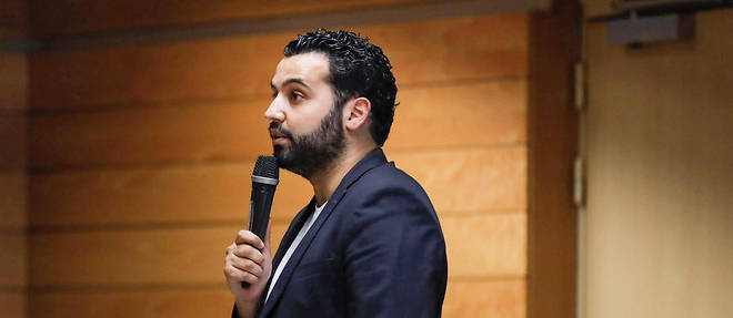 Yassine Belattar, humoriste, producteur, animateur de radio et de television, ici en 2017 lors de la campagne pour les legislatives.