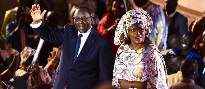 Macky Sall et sa femme Marieme Faye Sall a Dakar le 1er decembre 2018.  