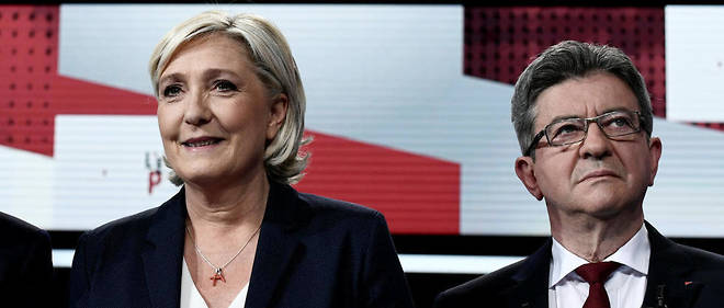 Marine Le Pen et Jean-Luc Melenchon, lors d'un debat sur France 2, en mai 2018.