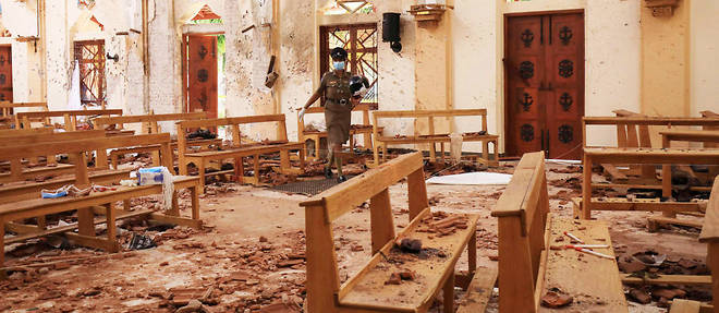 L'eglise Saint-Sebastien a Negombo au Sri Lanka apres l'attentat.