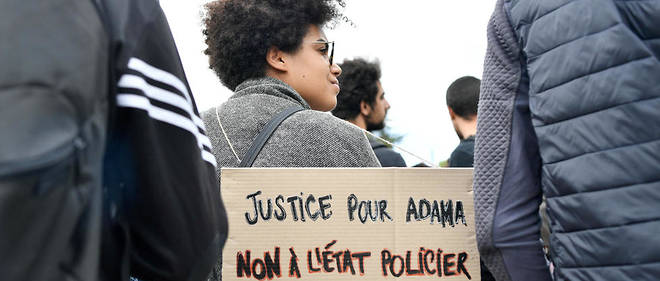 Manifestation un an apres la mort d'Adama Traore. Le jeune homme a succombe en juillet 2016 a la gendarmerie de Persan apres avoir ete arrete pour s'etre enfui apres un controle d'identite.