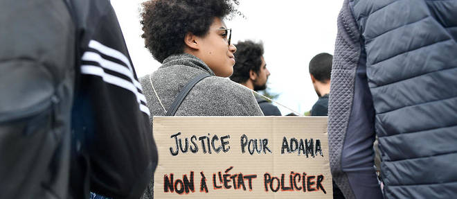 Manifestation un an apres la mort d'Adama Traore. Le jeune homme a succombe en juillet 2016 a la gendarmerie de Persan apres avoir ete arrete pour s'etre enfui apres un controle d'identite.