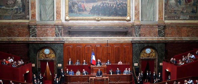 Emmanuel Macron s'adresse au Parlement reuni en Congres a Versailles le 9 juillet 2018.