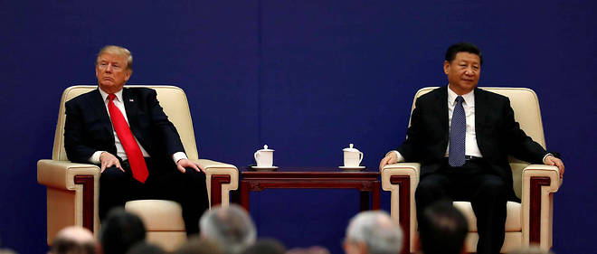 Le president americain Donald Trump rencontre son homologue chinois Xi Jinping, en novembre 2017, a Pekin.  