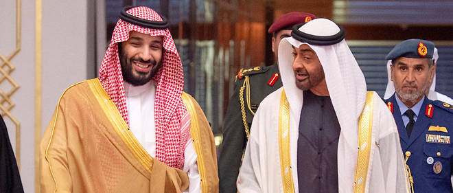 Mohammed ben Salmane, dit MBS (a gauche), et Mohammed ben Zayed, dit MBZ, deux des hommes forts de l'axe Washington-Tel Aviv-Riyad-Abu Dhabi, en novembre 2018 au palais royal de Riyad.