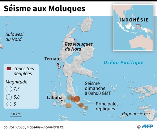 Indonesie: un seisme de magnitude 7,3 frappe les iles Moluques