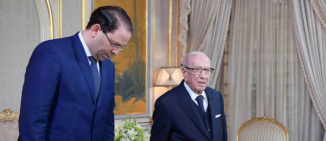 Le president Beji Caid Essebsi qui n'est plus reapparu officiellement en public depuis son hospitalisation le 22 juin dernier et le Premier ministre Youssef Chahed. 