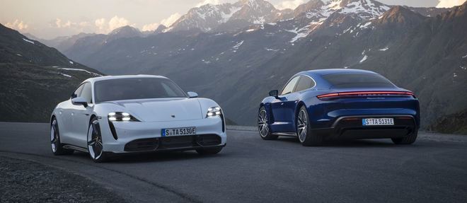  Le style de la Porsche Taycan reste proche de celui du concept Mission E de 2015. 
