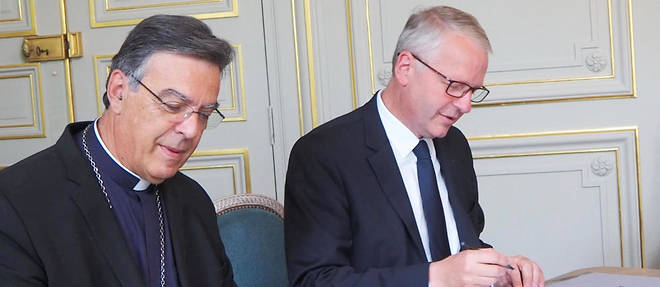 Mgr Michel Aupetit archeveque de Paris et Remy Heitz procureur de Paris.