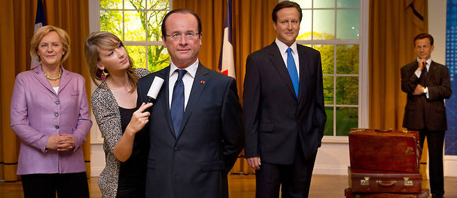 Angela Merkel, Francois Hollande, David Cameron et Nicolas Sarkozy... chez Madame Tussauds, le celebre musee de statues de cire.