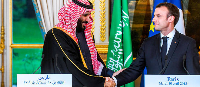 Le president francais Emmanuel Macron, recevant le prince heritier saoudien Mohammed Ben Salmane, le 10 avril 2018 a l'Elysee (photo d'illustration). 