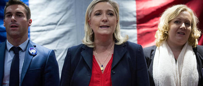 Marine Le Pen, ici avec Sophie Montel et Julien Odoul, n'a pas apprecie l'intervention de l'elu contre une mere de famille voilee.