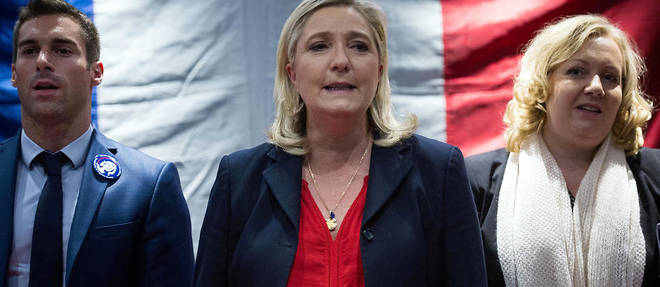 Marine Le Pen, ici avec Sophie Montel et Julien Odoul, n'a pas apprecie l'intervention de l'elu contre une mere de famille voilee.