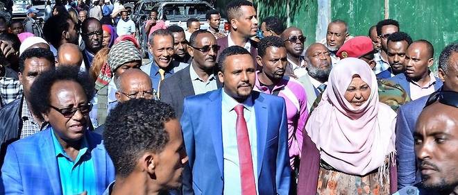 Jawar Mohammed en pleine manifestation a Addis-Abeba. Il a ete pour beaucoup dans les dernieres manifestations.
