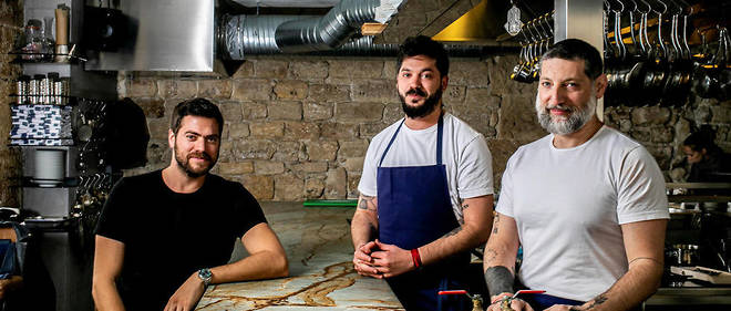 Tomer Lanzman, Dan Yosha et Assaf Granit au coeur de la cuisine de Shabour.