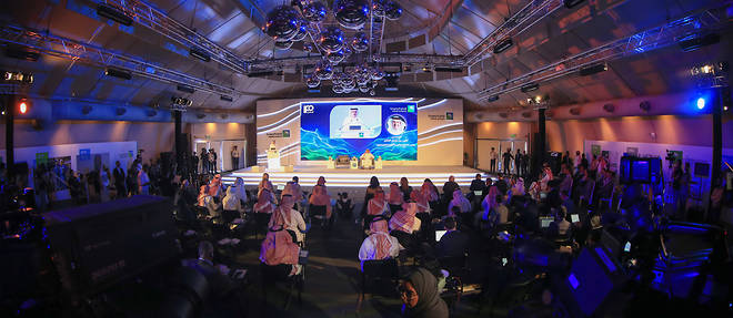 Conference de presse de Saudi Aramco, le 3 novembre, a l'occasion de l'introduction en Bourse d'une partie du capital.