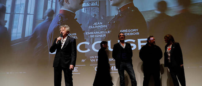 Roman Polanski, Jean Dujardin, Louis Garrel et Emmanuelle Seigner presentent le film << J'accuse >>.