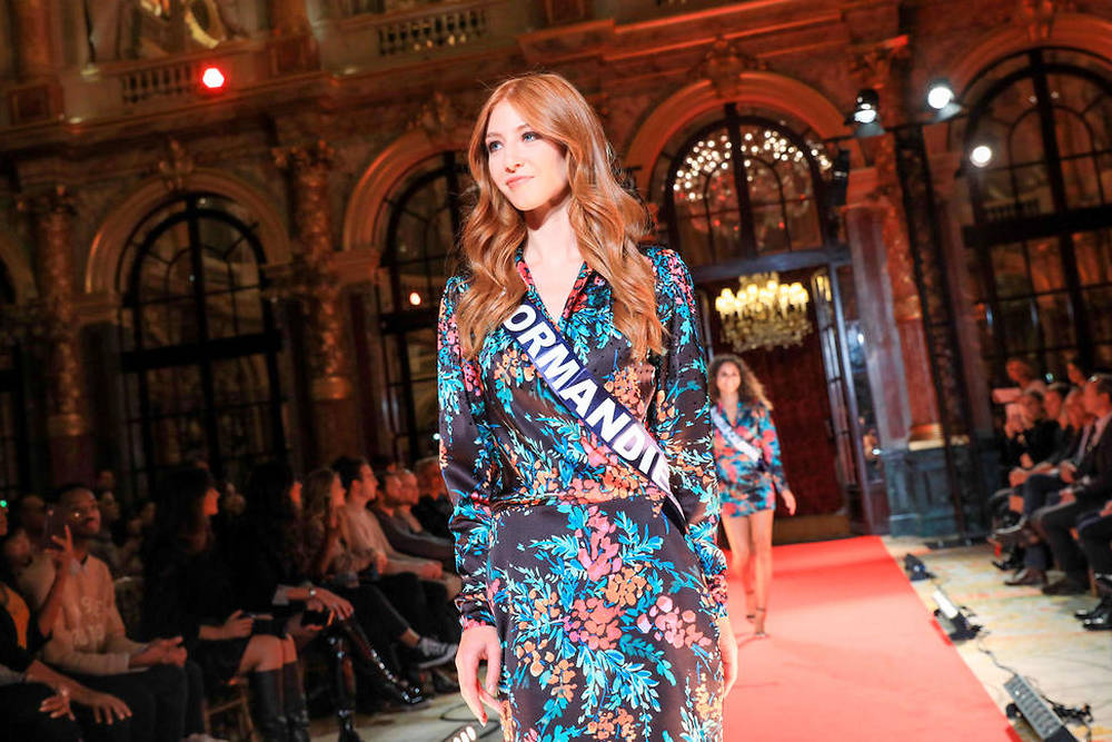 PARIS : Defile de presentation des candidates a l'election Miss France 2020 et conference de presse de l'election MIss France 2020