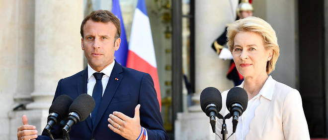 Emmanuel Macron et Ursula von der Leyen le 23 juillet 2019 a l'Elysee.