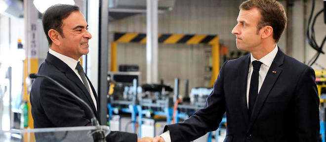 Emmanuel Macron et Carlos Ghosn a l'usine Renault de Maubeuge le 8 novembre dernier. 