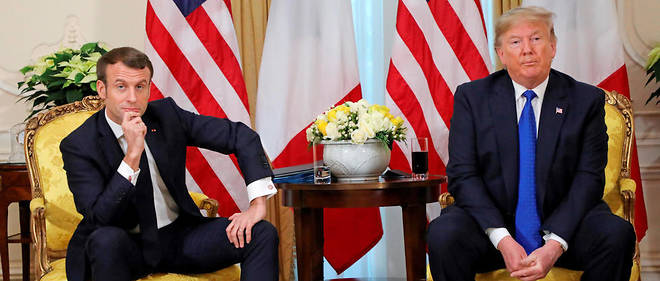 Le president Emmanuel Macron avec le president americain Donald Trump, le 3 decembre, lors de leur rencontre a Winfield House a Londres, a la veille du sommet de l'Otan 
