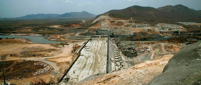 Le chantier de construction du barrage de la Renaissance en mars 2015. 
