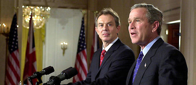 George W. Bush et Tony Blair en janvier 2003.
