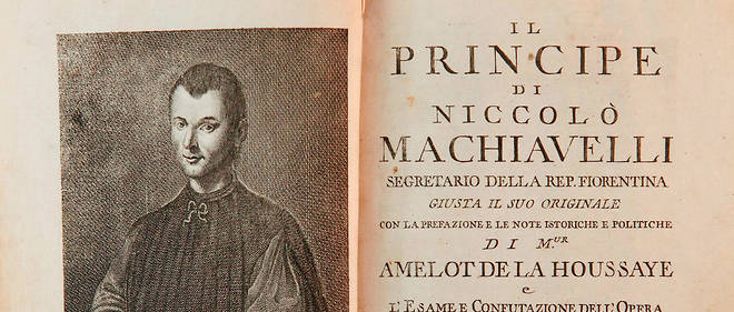 Page de titre et portrait de Machiavel dans une edition italienne du << Prince >> de Nicolas Machiavel, avec une preface de Nicolas Amelot de La Houssaye, 1769.
