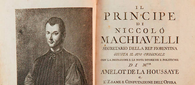 Page de titre et portrait de Machiavel dans une edition italienne du << Prince >> de Nicolas Machiavel, avec une preface de Nicolas Amelot de La Houssaye, 1769.
