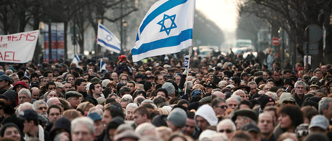 Manifestation pro-israelienne dans les rues de Paris en janvier 2009.
