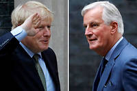  Le Premier ministre britannique Boris Johnson et le negociateur europeen en chef Michel Barnier.
