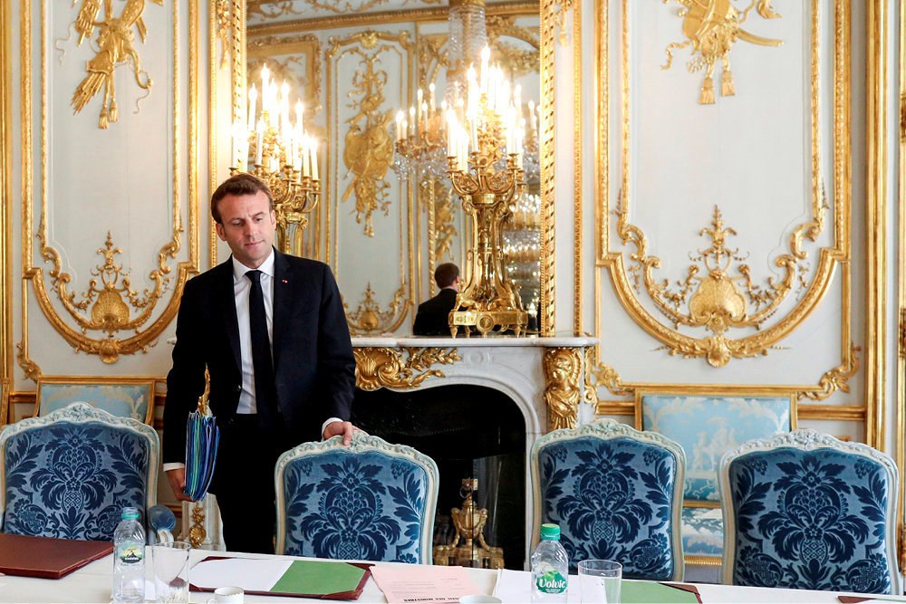 
        Intelligence collective... Emmanuel Macron a l'issue du Conseil des ministres, a l'Elysee, le 29 mai 2019.