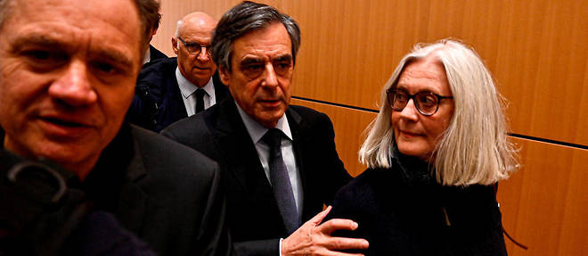 Penelope et Francois Fillon a leur arrivee au tribunal le 24 fevrier.
