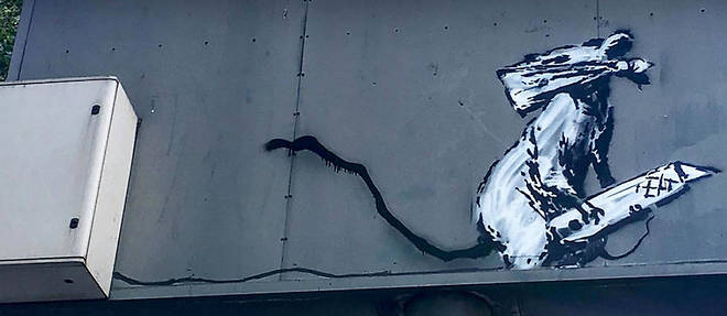 << Le Rat au cutter >>, l'oeuvre de Banksy qui a ete deroube en septembre 2019.
