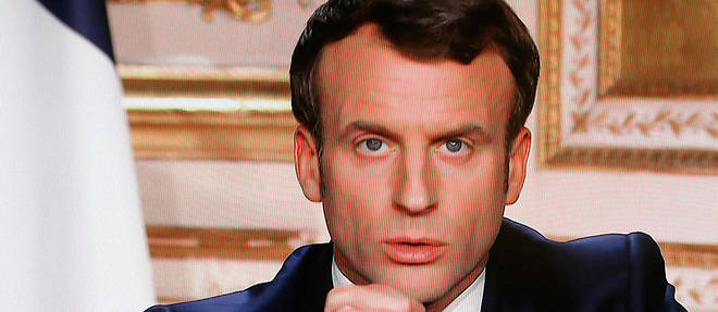 Emmanuel Macron, lors de son intervention televisee du lundi 16 mars.
