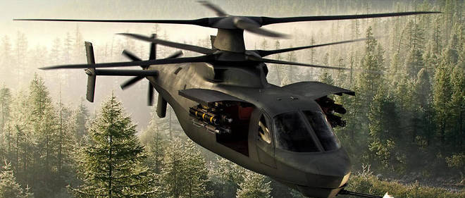 Le projet Raider-X de Sikorsky, un concept innovant alliant un double rotor contrarotatif et une helice de propulsion.
