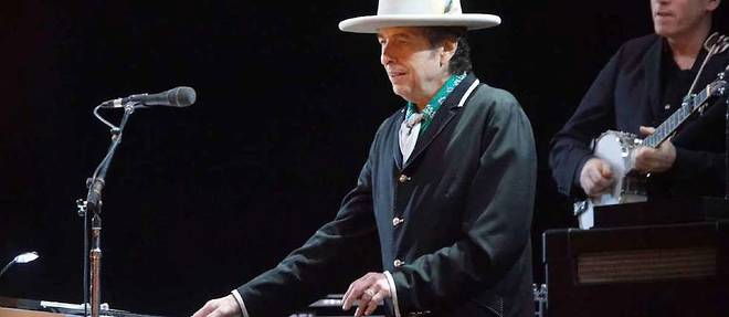 Bob Dylan, en 2008, lors d'une representation a Lisbonne, au Portugal.
