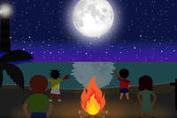 Les enfants adorent regarder la Lune briller dans le ciel nocturne (Capture d'écran issue de la série éducative Paxi de l'Esa). 
