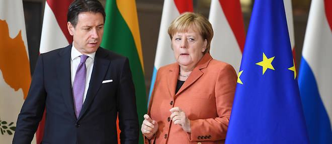 Angela Merkel et Giuseppe Conte.

