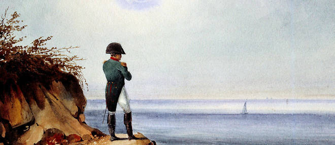 << Portrait en pied de l'empereur Napoleon Ier (1769-1821) >> Aquarelle de Francois Joseph Sandmann (1805-1880) d'apres les indications de Louis Marchand. 1820 Dim. 0,14x0,19 m Malmaison, musee du chateau

