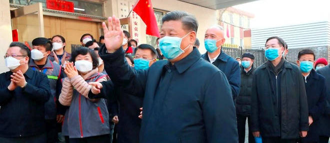 Le president chinois Xi Jinping en deplacement a Wuhan, le 10 mars 2020.
