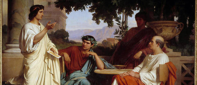 << Virgile, Horace et Varius chez Mecene >>, peinture de Charles Francois Jalabert (1819-1901) 1846 Nimes, musee des Beaux Arts.
