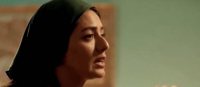 L'actrice Hayat Al Fahad prononcant un monologue en hebreu durant la scene d'ouverture de la serie arabe << Umm Haroun >>, diffusee depuis vendredi sur MBC.
