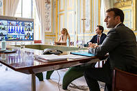 Emmanuel Macron à l'Elysée, jeudi 23 avril. 
